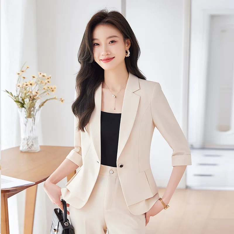 Purple Suit Women's Summer Thin 3/4 Sleeve Small Business Clothing Temperament Goddess Style Work Clothes Summer