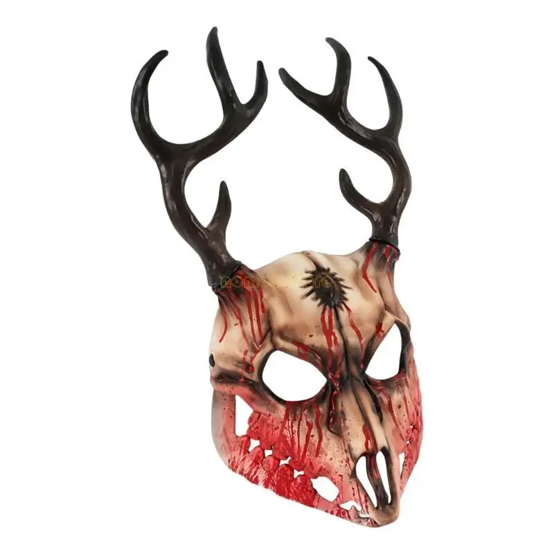 

31BF Full Face Mask Halloween Mask Deer Head Mask Masquerade Mask Antler Mask