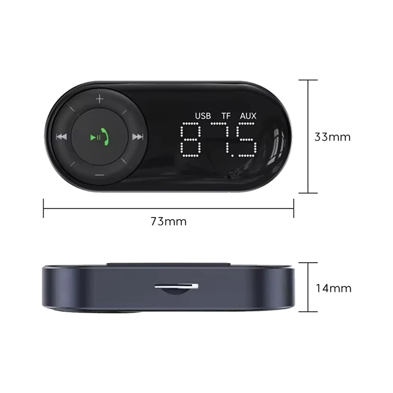 New-Bluetooth 5.2 FM Transmitter Receiver For Car,Bass Stereo Hifi Sound Bluetooth Car Adapter Support Hands Free Calls
