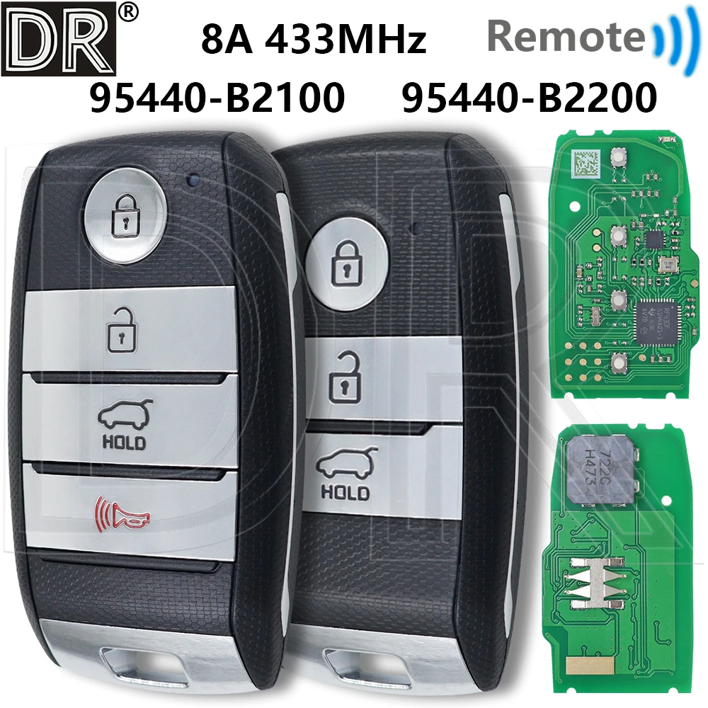 

Отличный чип 8А, 433 МГц, 95440-B2100 95440-B2200, бесконтактный смарт-автомобильный ключ дистанционного управления для Kia Soul 2015-2021