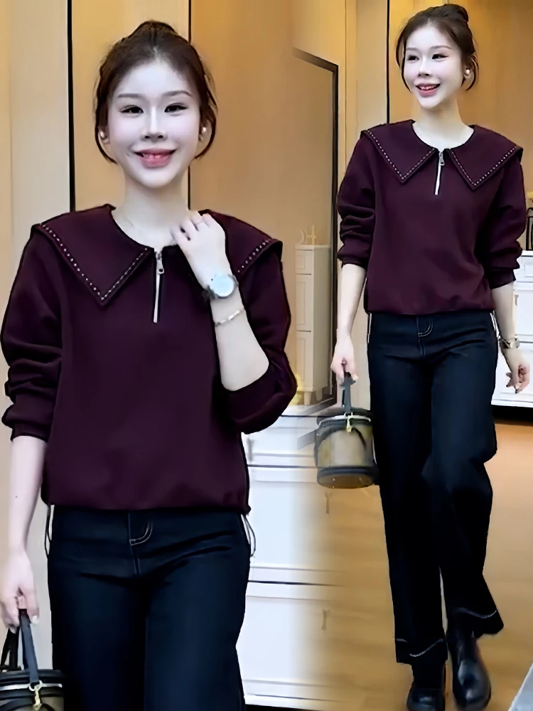 Ele Long Sve Felpa da donna Faion Autunno 2026 Dimagrante Versatile Anti-età Top Unico Sli Coreano Sle