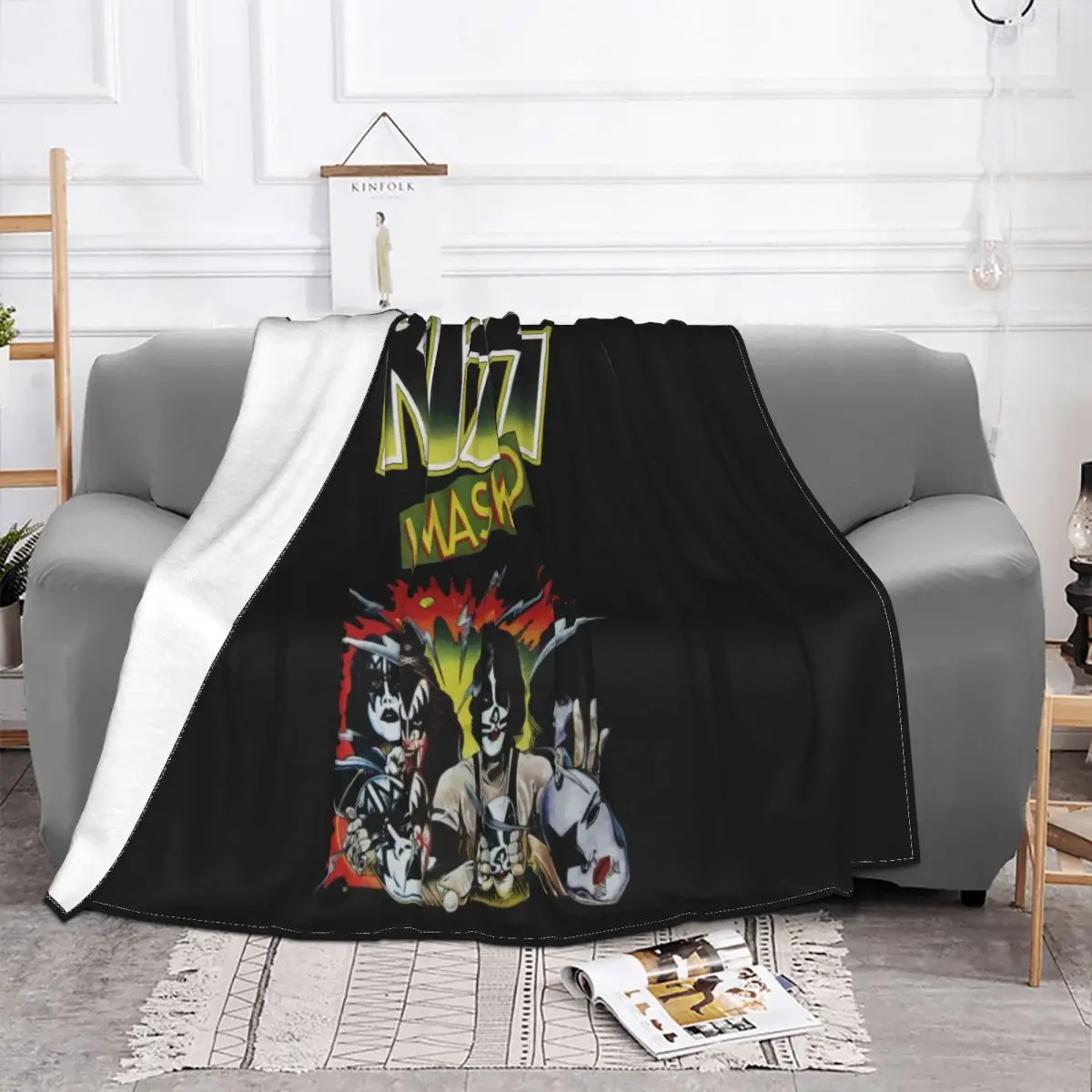 New Kiss Uned Band Reprint Black Men All Sizes S 4Xl Db354 Headband Scar Throw Blanket