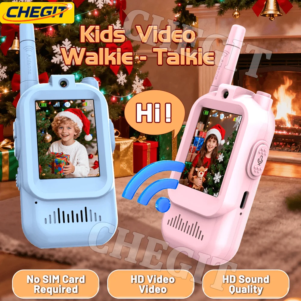

Детская видео рация, 2 шт., перезаряжаемый 2-дюймовый экран высокой четкости, вызов в один клик, мультяшный домофон для детей, подарки