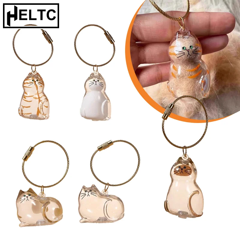 

1/6pcs Pet Hair Grooming Souvenirs Bag My Pet's Fur Container Cat Hair Storage Boxs Hanging Cat Keychain Pendant Hanging Decor