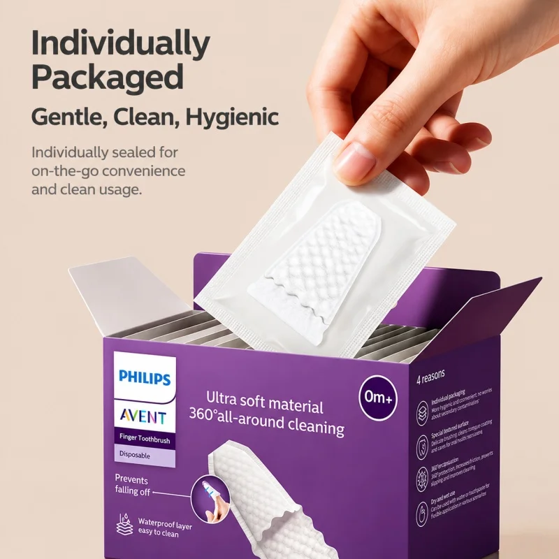 Avent BBL60363 Baby Finger Wipes Disposable Oral Cleaning Gauze Wipes for Newborn Tongue Cleaner Individually Wrapped 30 Pcs