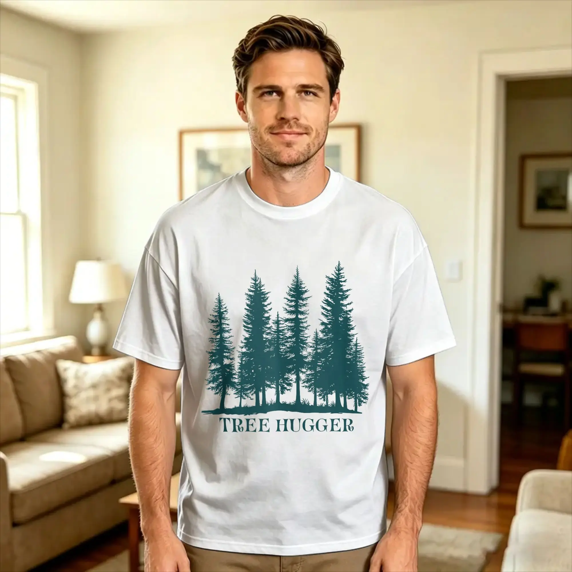 Men Women T-Shirt Tree Hugger Forest Nature Graphic T-Shirts Leisure  Summer Tee Shirt Vintage Cotton Clothing Plus Size 6XL