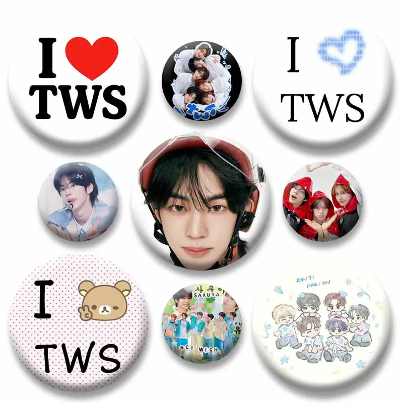 Kpop Boys Group T-TWS Button Pins Handmade Round Funny Snap-in Brooch on Backpack Clothes Accessories Jewelry Badge Accessories