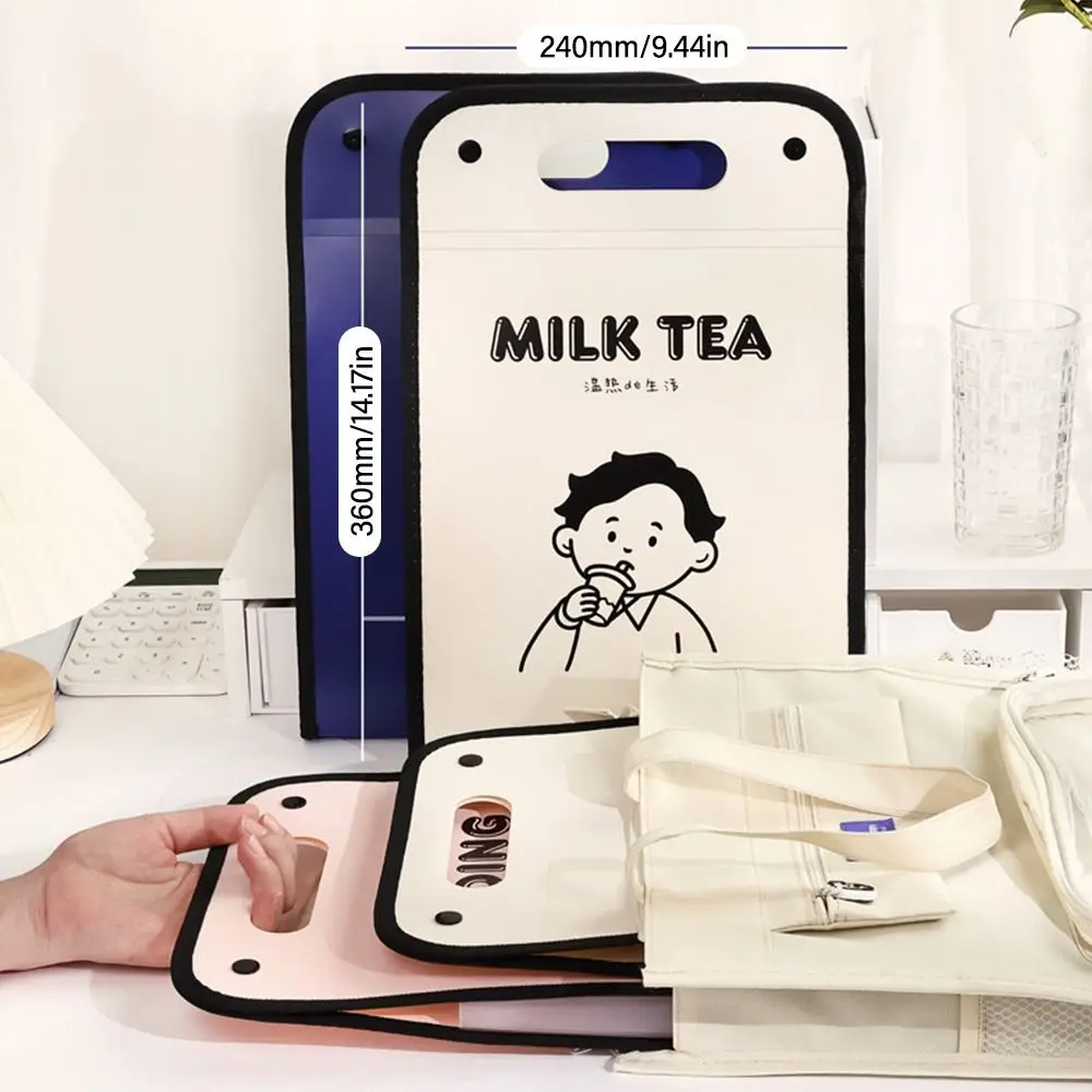 Portable Waterproof A4 File Folder With English Letter Pattern 13 Pockets File Organizer PP Portfolio