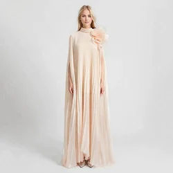 Classic Arabic Mother of the Bride Dresses Champagne High Neck Mother Gowns Chiffon 2024 Wedding Party Dresses Boho High Neck