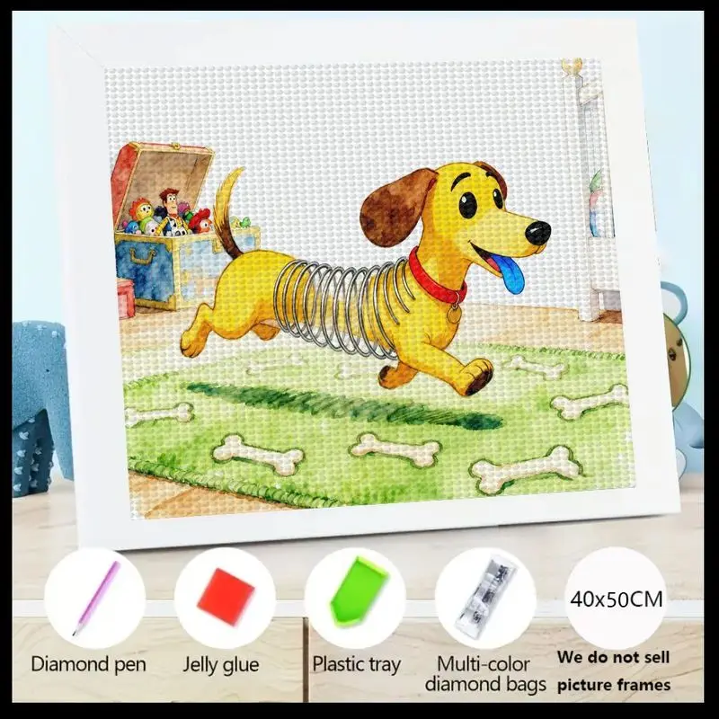 

5D DIY комплект алмазной живописи, милый мультфильм обтягивающая собака животное искусство, полная дрель кристалл горный хрусталь драгоценный камень живопись для детей и взрослых Begi