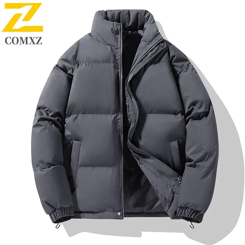 COMXZ عبر الحدود رائجة البيع القطن الرجال شتاء دافئ سميكة زوجين مبطن فضفاض حجم كبير الصلبة الوقوف طوق معطف مبطن