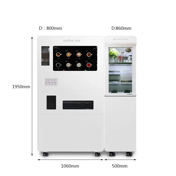 

Smart Robot Kiosk Commercial Automatic Hot Chocolate Coffee Vending Machine Plastic Coin Token QR Code Payment Systems