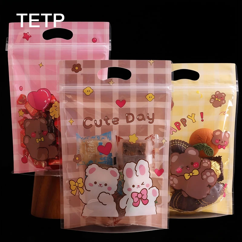 

TETP Cartoon Rabbit Food Bags With Handle Stand Up Children's Day Gift Decoration Handmade Toy Sanck Packaging Favors Reusable