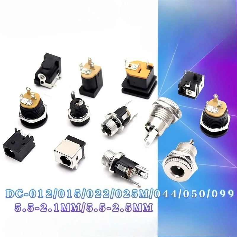 10Pc DC Power Plug Socket Adapter DC012/022B/025M/044A/050/099 5.5*2.1/2.5mm Male Female PCB Panel Mount Charging Port Connector