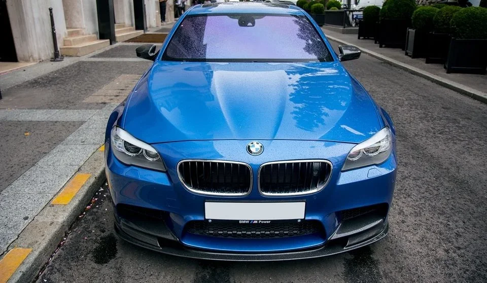 For BMW F10 M5 2012-2016 Carbon Look Glossy Black Front Bumper Lip Spoiler Splitter Lower Air Vent Corner Side Splitter Cover view 6