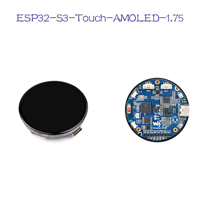

ESP32-S3 WiFi+BLE 5.0 Development Kit 1.75 Inch 466x466 AMOLED Round Screen Touch Dual Mic for Smart Wearable IoT DIY Project