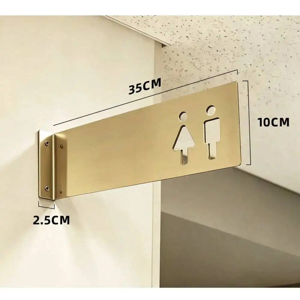 1 x hohles WC-Schild aus Edelstahl zur Wandmontage, Türschild für öffentliche Toiletten, Identifikationsplakette – Detail 2