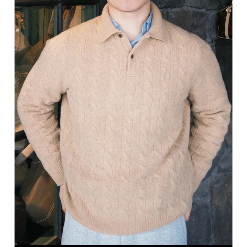 

High Quali Wool Knit Sweater Collared Couple's Winter Casual Wear Soft Warm Loose Fit Button up Versatile Scene Suitable