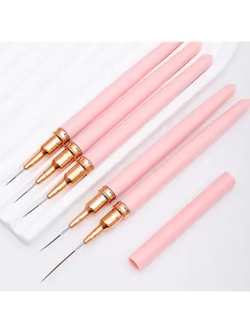 5 Pcs Nail Art Liner Brushes Set Elongated Lines Striping Drawing UV Gel Painting Nail Design Pen Professional Manicure Tool