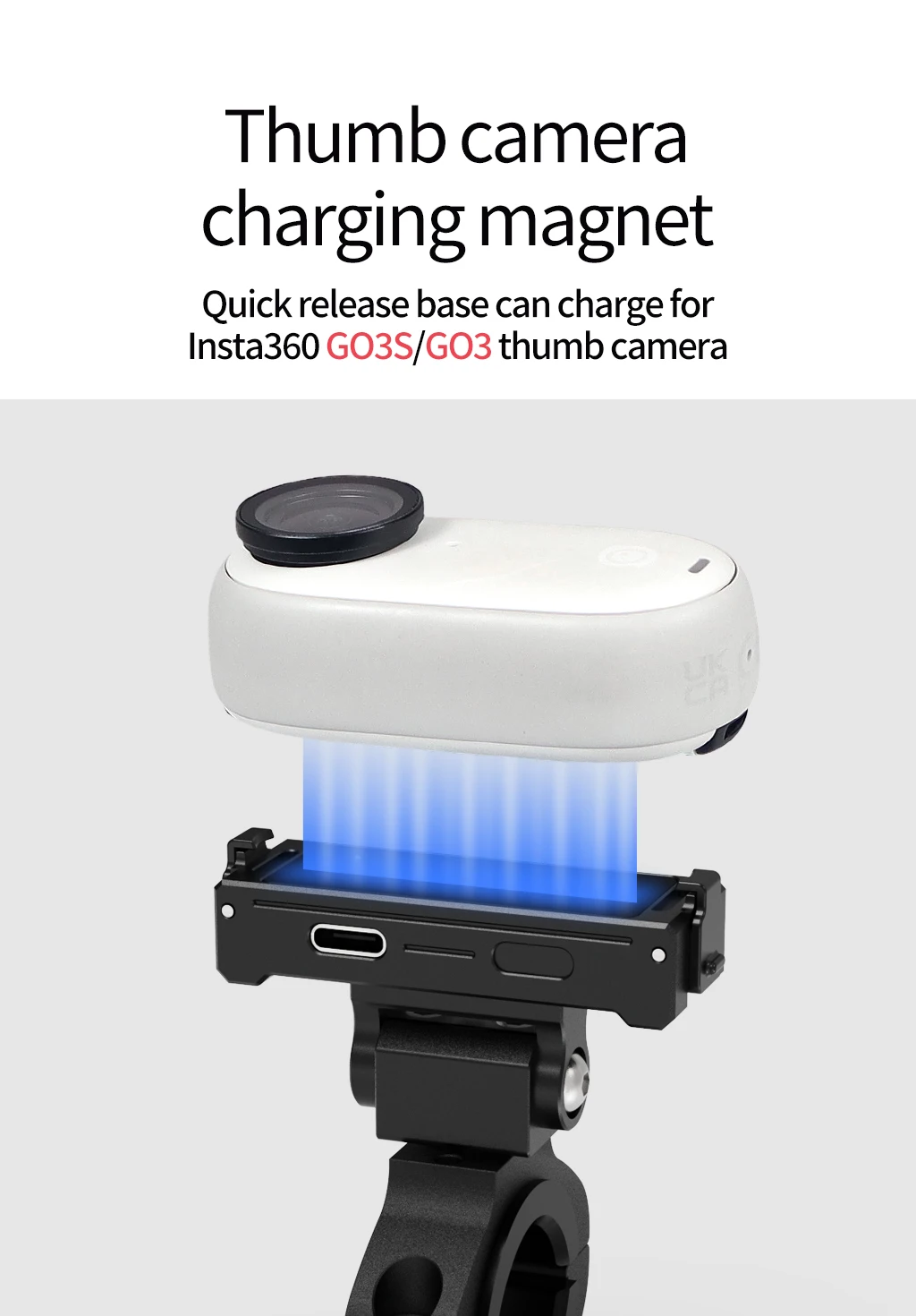GO3 GO3S Magnetische Schnellwechselhalterung, verstellbare Aluminium-Lenkerhalterung für Insta360 Go 3/3S Fahrrad- und Motorradkamerahalter – Detail 12