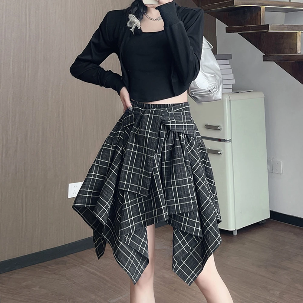 

High Waist Pleated Skirt Gyaru Women Skirt Daily Casual Wear Microelasticity Plaid Pattern All Season Brand New