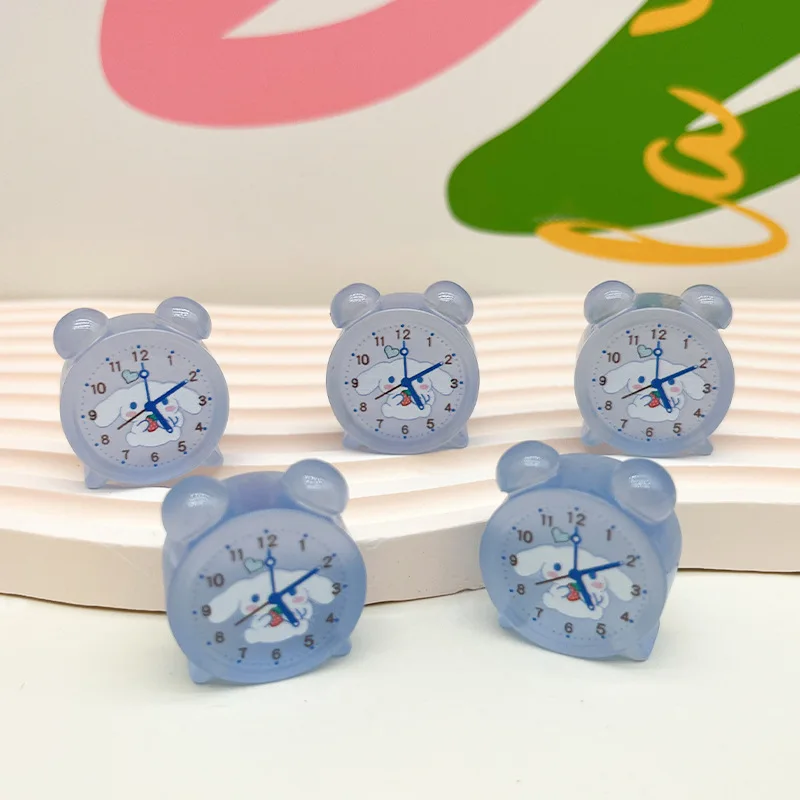 10Pcs/Set Cartoon Sanrio My Melody Kuromi Resin Clock Luminous Cute Room Desktop Decor Ornament Children Girls Birthday Gifts