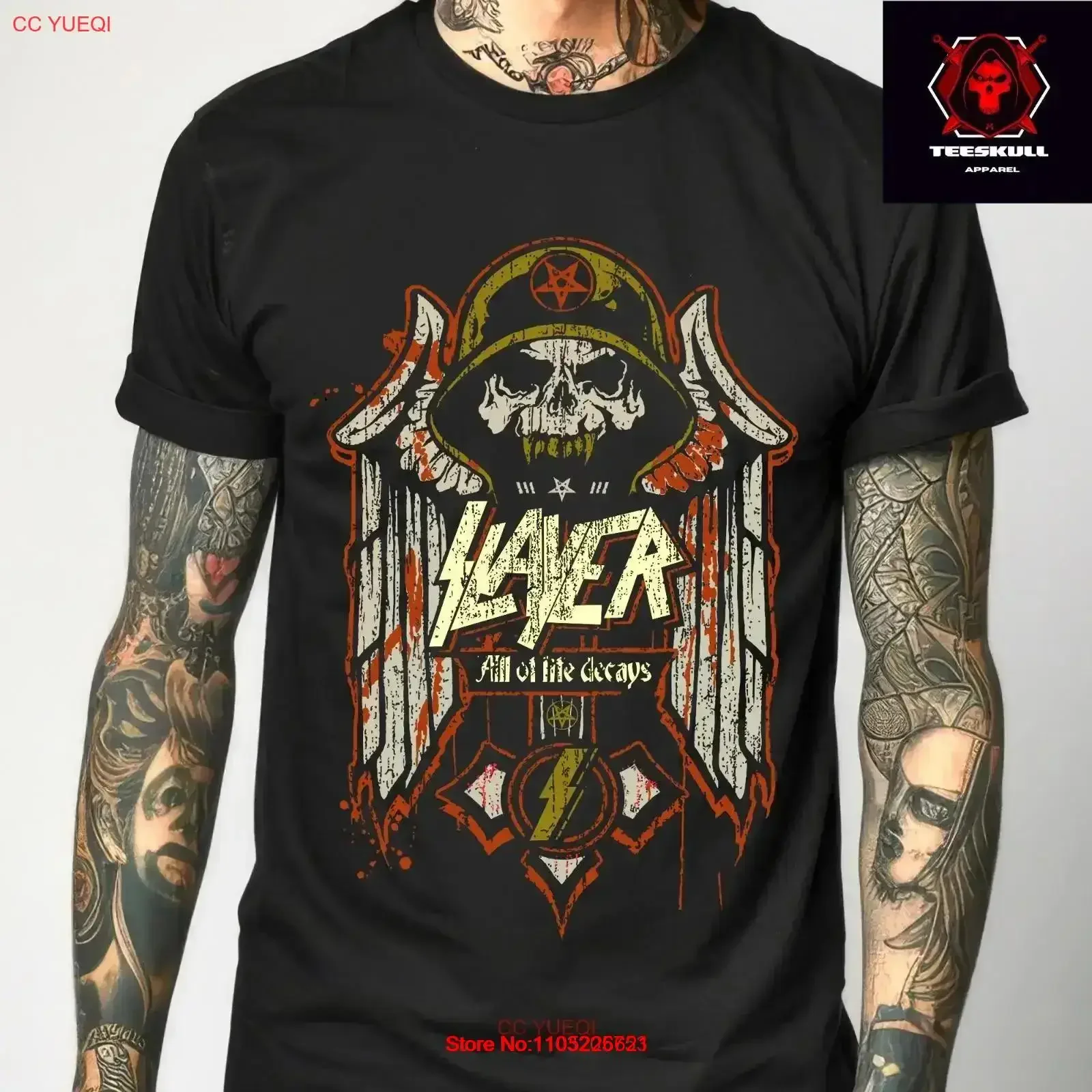 Slayer Heavy Metal Rock Band Retro T Shirt Cotton S 3XL vintage Washed streetwear Stretched Slightly fashion Casual Soft