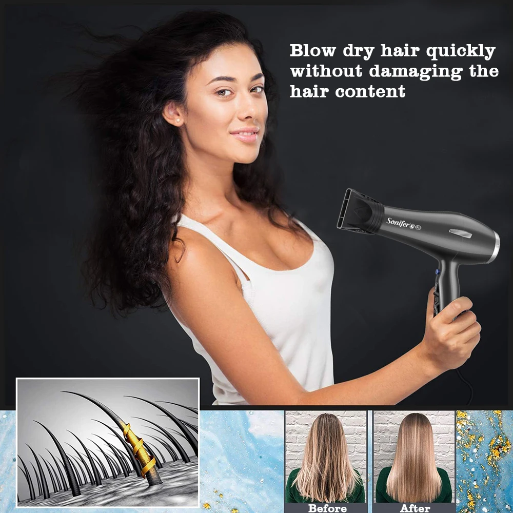 Hair Dryer Sonifer SF-9547 2000W AC Motor Blow Dryer with Cool Shot Energy Saving Design for Home Hair Care