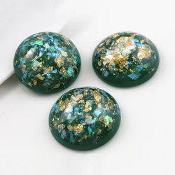 New Fashion 5pcs 25mm Green Color Shell Fashion Style Flat Back Resin Cabochons Cameo G4-09