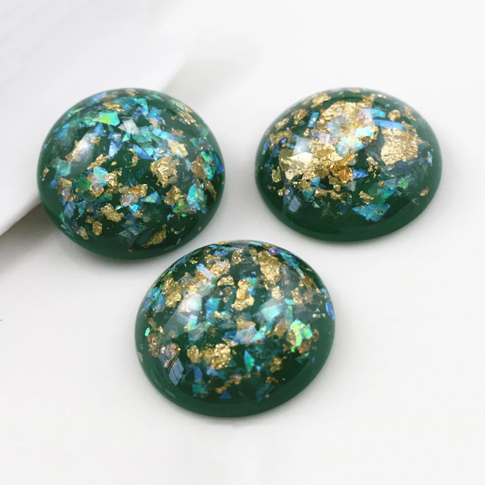 New Fashion 5pcs 25mm  Green Color Shell Fashion Style Flat Back Resin Cabochons Cameo G4-09