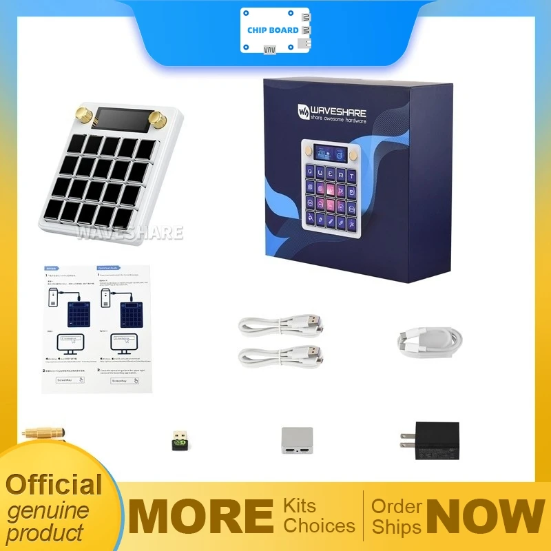 Waveshare MK20 AI Macro Key Controller with Linux QMK Based on Rockchip RK3399 SoC by Rockchip with LCD Keys and Knobs