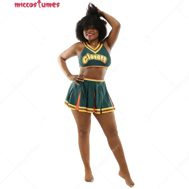 

CyWomen Gilrs costume Clovers Green Cheerleader Clovers uniform Cosplay Costume Women Halloween Outfit