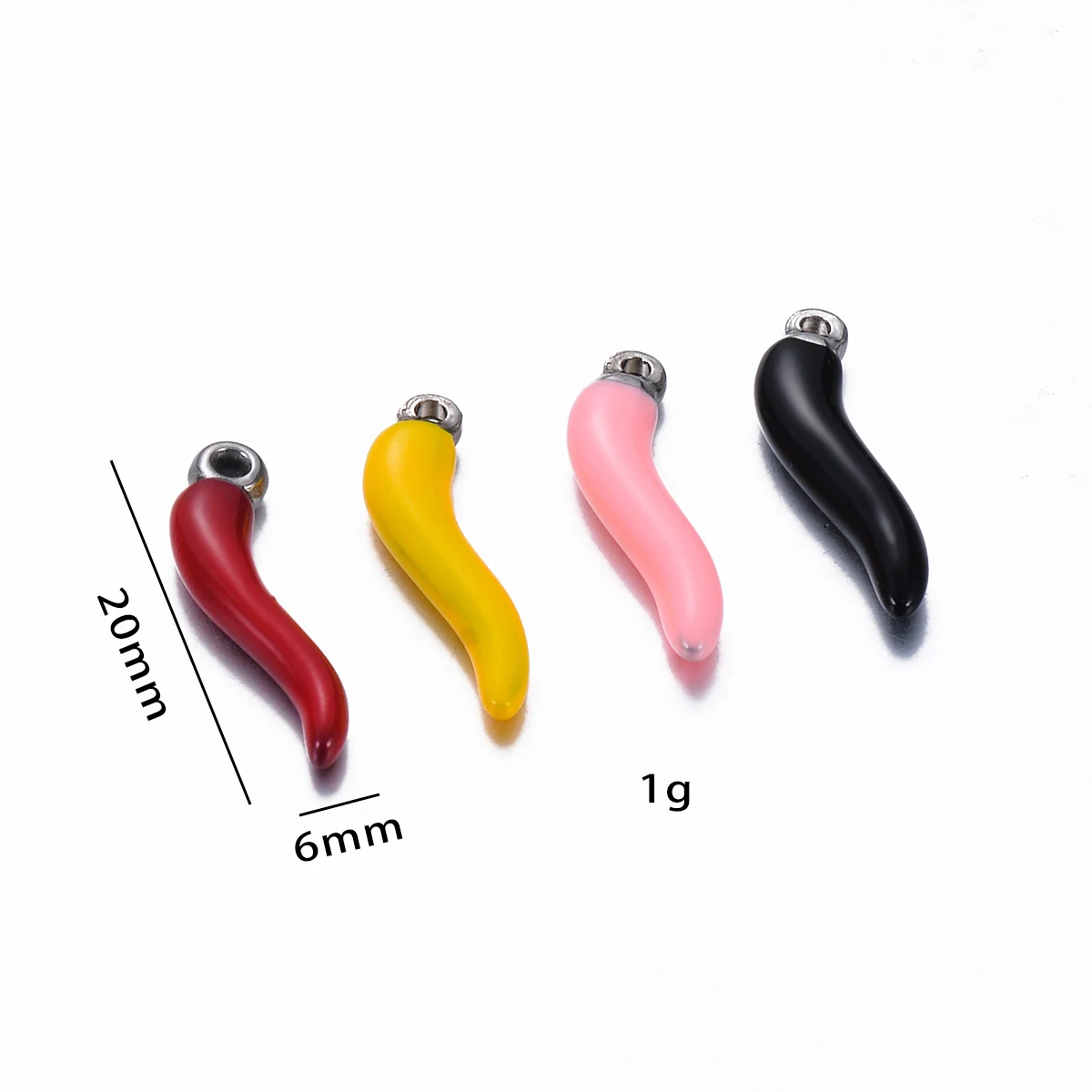 6Pcs Pepper Chili Enamel Charms Pendants Handmade DIY Supplies for Necklace Earring Stainless Steel Jewelry Making