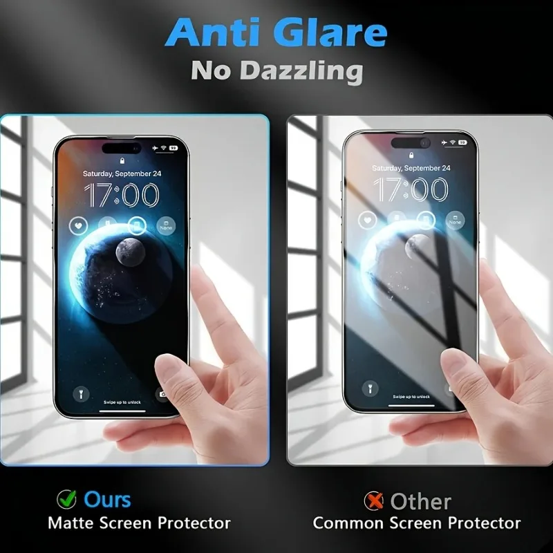 4PCS Protector de pantalla de privacidad de cerámica mate para iPhone 17 16 15 14 13 12 11 Pro Max Antiespía Antirrayas Antihuellas 5
