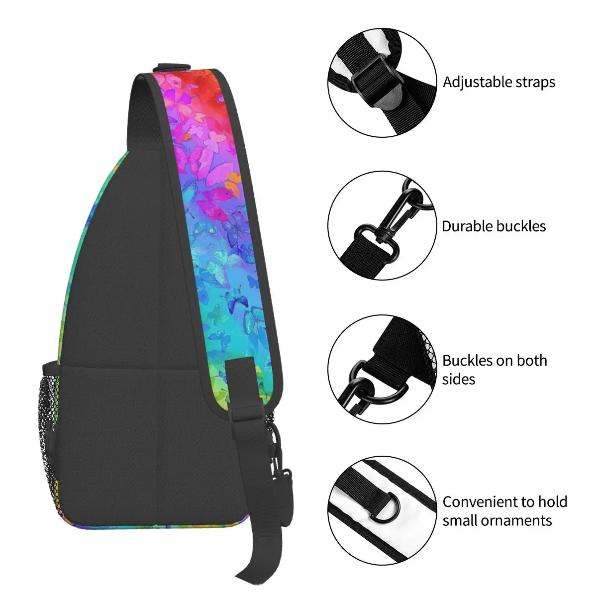 Borse a tracolla a tracolla Lgbt Pride borsa a tracolla piccola zaino a tracolla con farfalla arcobaleno Daypack per escursionismo viaggio ciclismo Pack