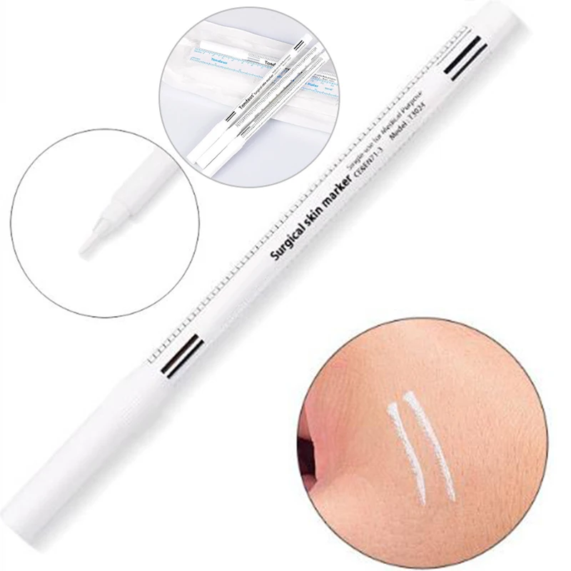 Surgical Eyebrow Skin Tattoo Marker Pen Tool Accessories With Measuring Ruler