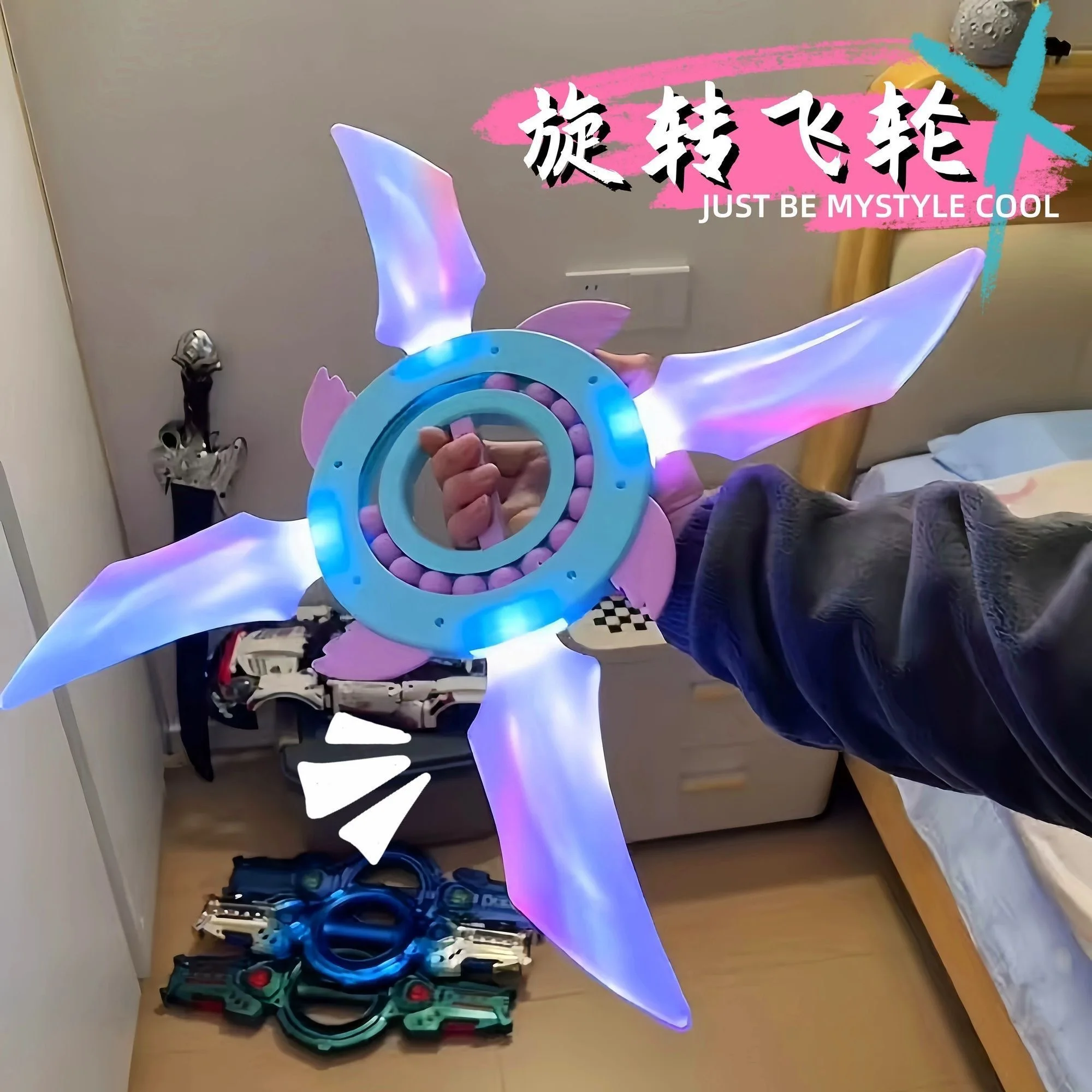 

Kids LED Light Up Sword - Flying Wheel Spinning Cosplay Lightsaber Flash Glowing Toy for Boys