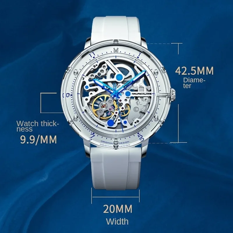 ใหม่ปากาญี ดีไซน์บุรุษอัตโนมัติโครงกระดูกนาฬิกาสำหรับชายตูร์บิญงกันน้ำโปร่งใสนาฬิกาข้อมือรีโลจ ฮอมเบอร์