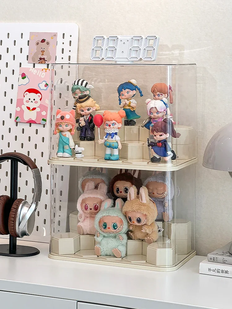 Acrylic Display Stand for Labubu Blind Box Storage Box Plush Doll Display Cabinet Organizer Mystery Box Hand-made Storage Rack