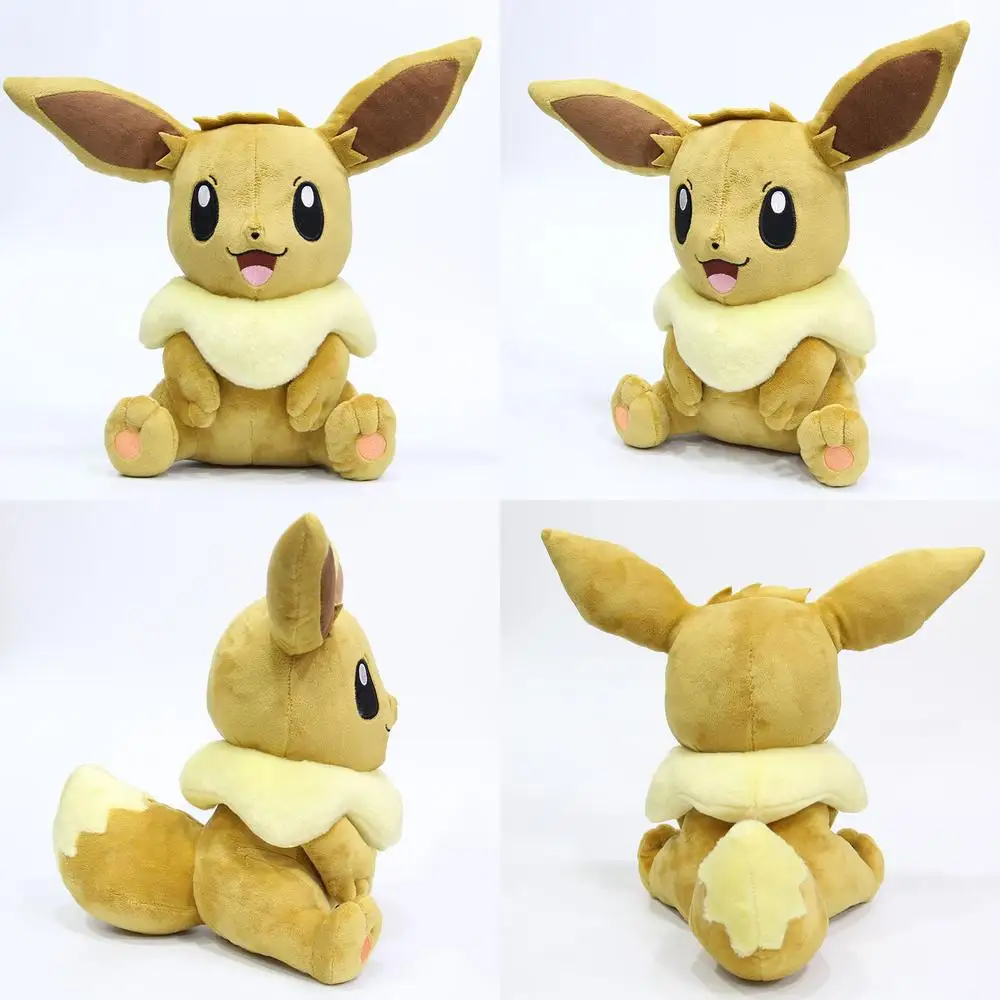 

Kawaii 30cm Large Sitting Open Mouth Eevee Plush Toy Stuffed Doll Brown Cute Kids Birthday Gift for Children