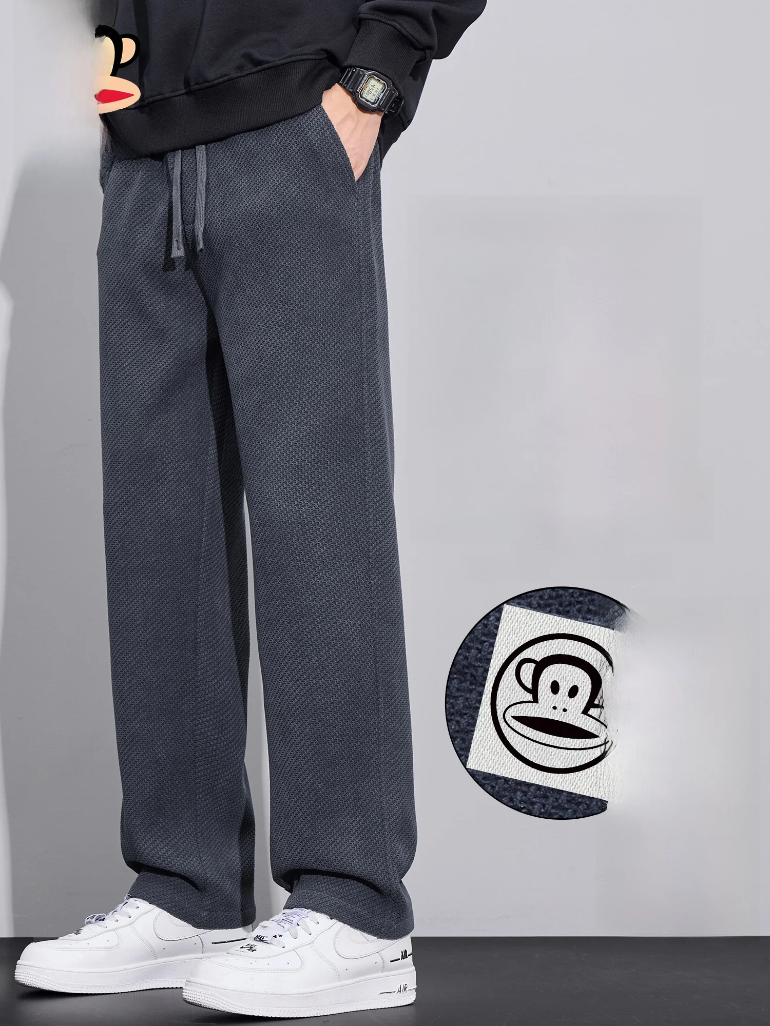 

PaulFrank Thiened Fce Lined Knitted Casual Pants Men's Winter Wide Leg Straight Tube Sports Pants American Sle Leisure...