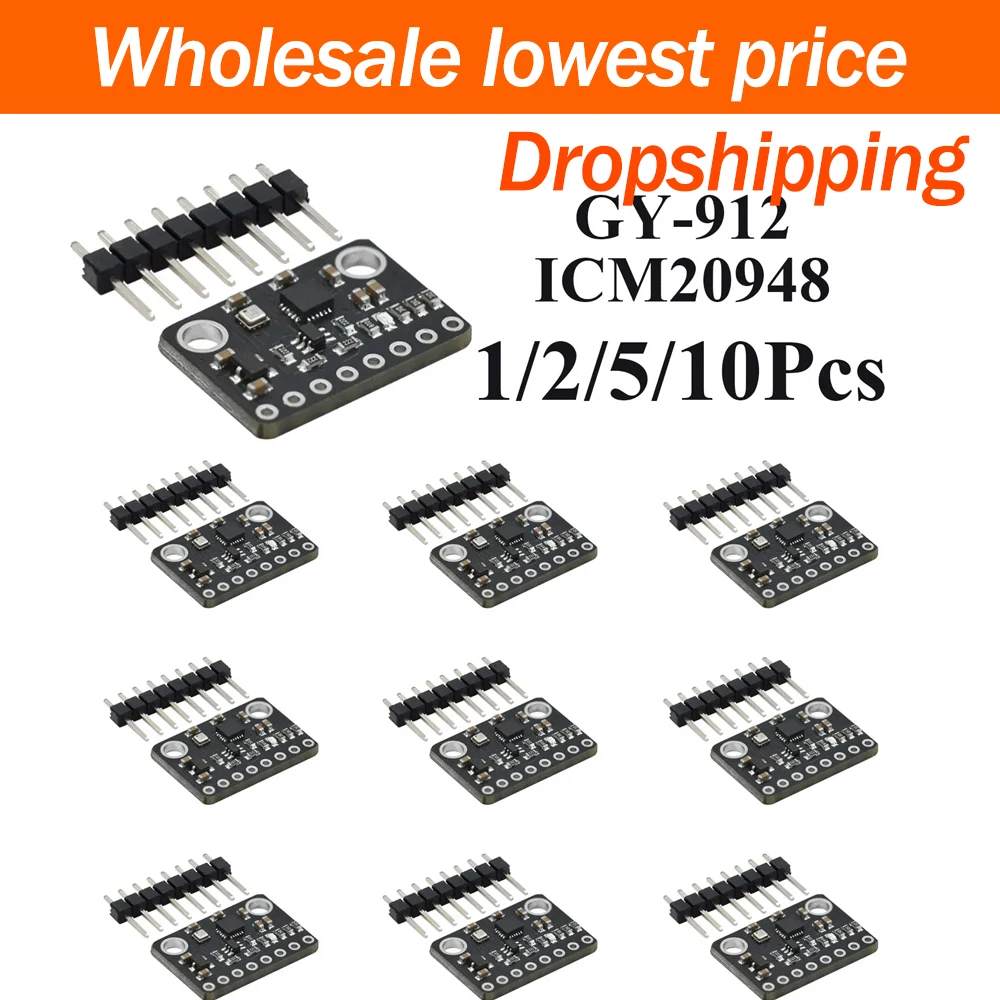 1-10Pcs GY‑912 ICM20948 10DOF 9 Axis Accelerometer Gyroscope Magnetometer Sensor Module With BMP388 Barometric Pressure Sensor