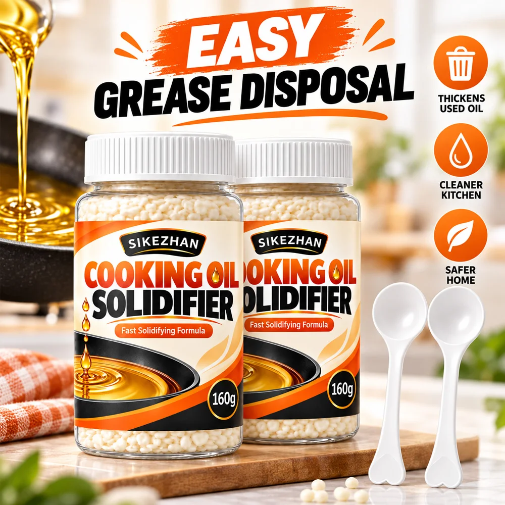 2026 New 160g Frying Oil Solidifier with Spoon, Cooking Oil Hardener Granules for Easy Used Oil Disposal and Kitchen Cleanup