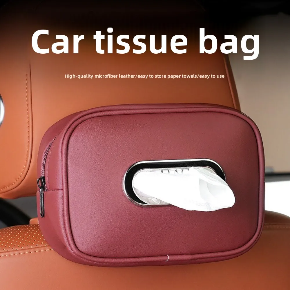 

PU Leather Car Tissue Box Holder Easy Install Storage Box Armrest Mount Napkin Case Sun Visor Center Console Organizer Universal