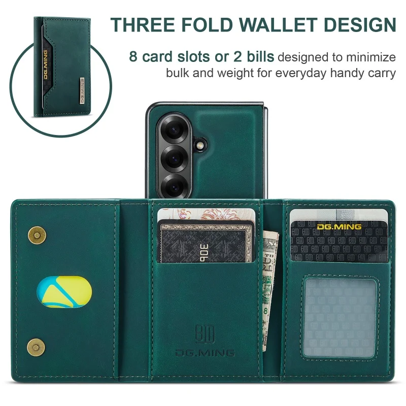 DG.MING Leather Wallet Phone Case for Samsung Galaxy Z Fold 8 Ultra 7 6 5 4 3 fold7 fold6 fold5 Cards Holder Funda Cover Hoseje