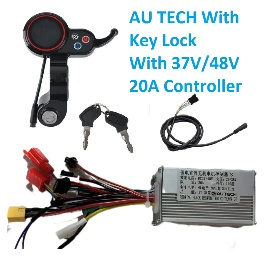 AU Tech Throttle Display With Key Lock 6 pin Display KeySwitch With 37/48V 20A Redwing Controller For Electric Scooter