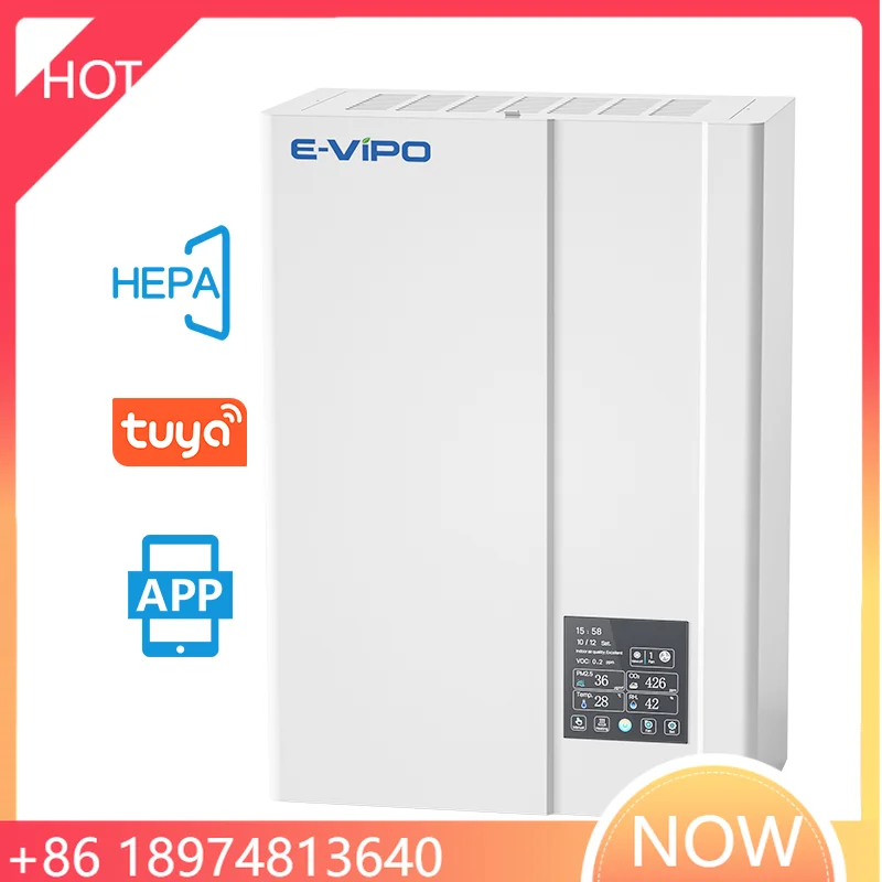 

E-VIPO Fresh Air Purifier Hvac Systems Office Living Bedroom Wall Mounted PIV Positive Pressure Hvac Ductless Ventilation System