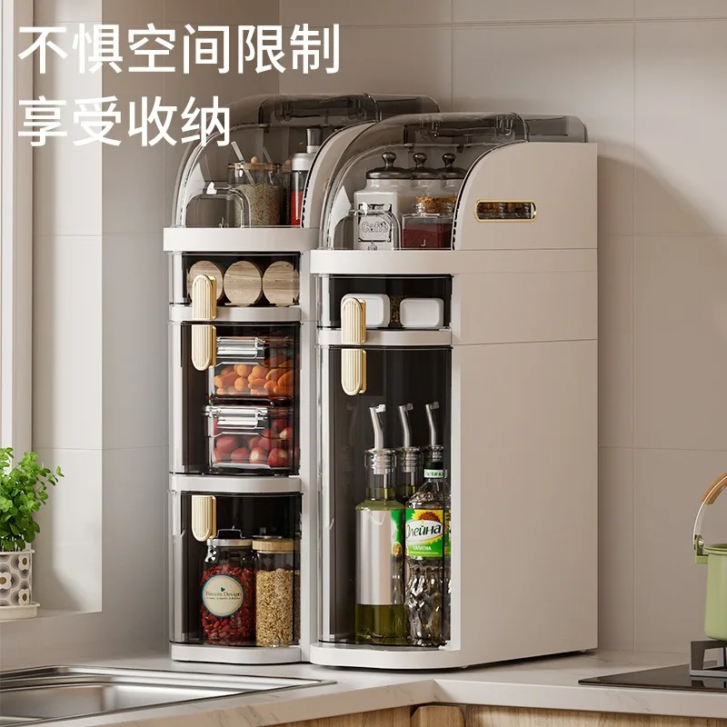 Space-Saving Storage Cabinet - Clear Door Organizer for Narrow Spaces! Multi-Layer Cabinet for Bathroom & Kitchen