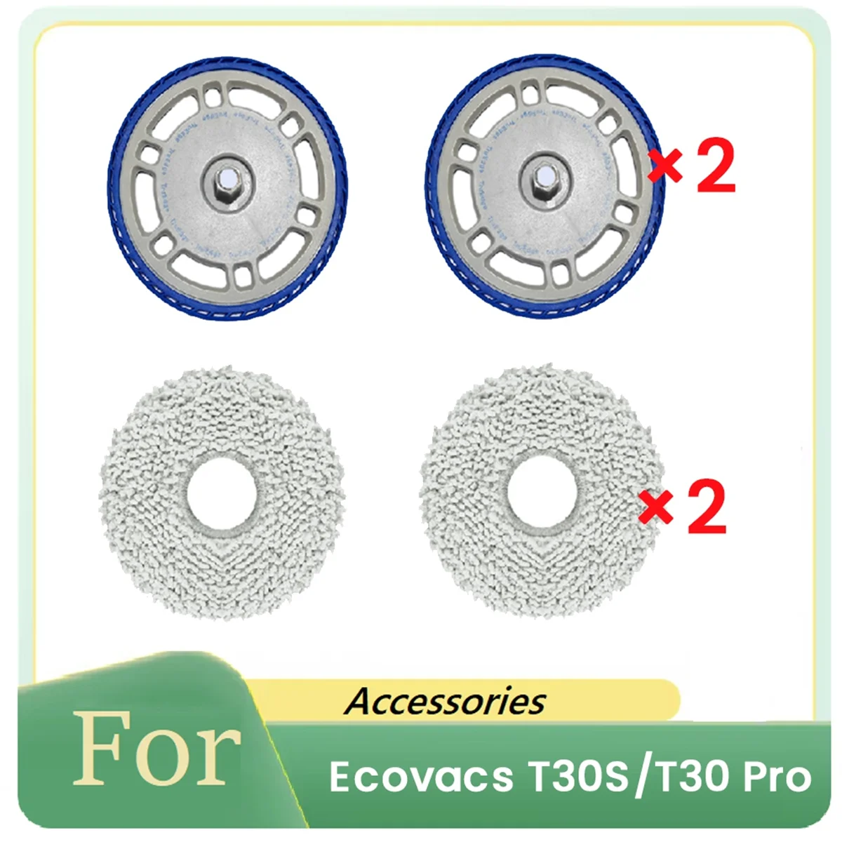 FZFZ 4 قطع حامل ممسحة وممسحة لـ T30S/T30 Pro جهاز آلي لتنظيف الأتربة ممسحة عدة لوحة الممسحة