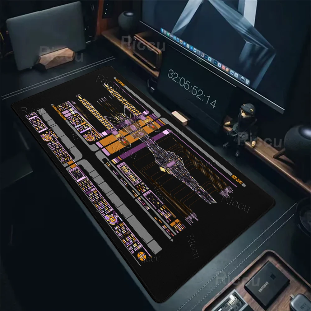 Large Starship Blueprint Pad Desk Pad Gamer Computer Cabinets Star Trek Game Office Accessories Keyboard Anime Extended LockEdge